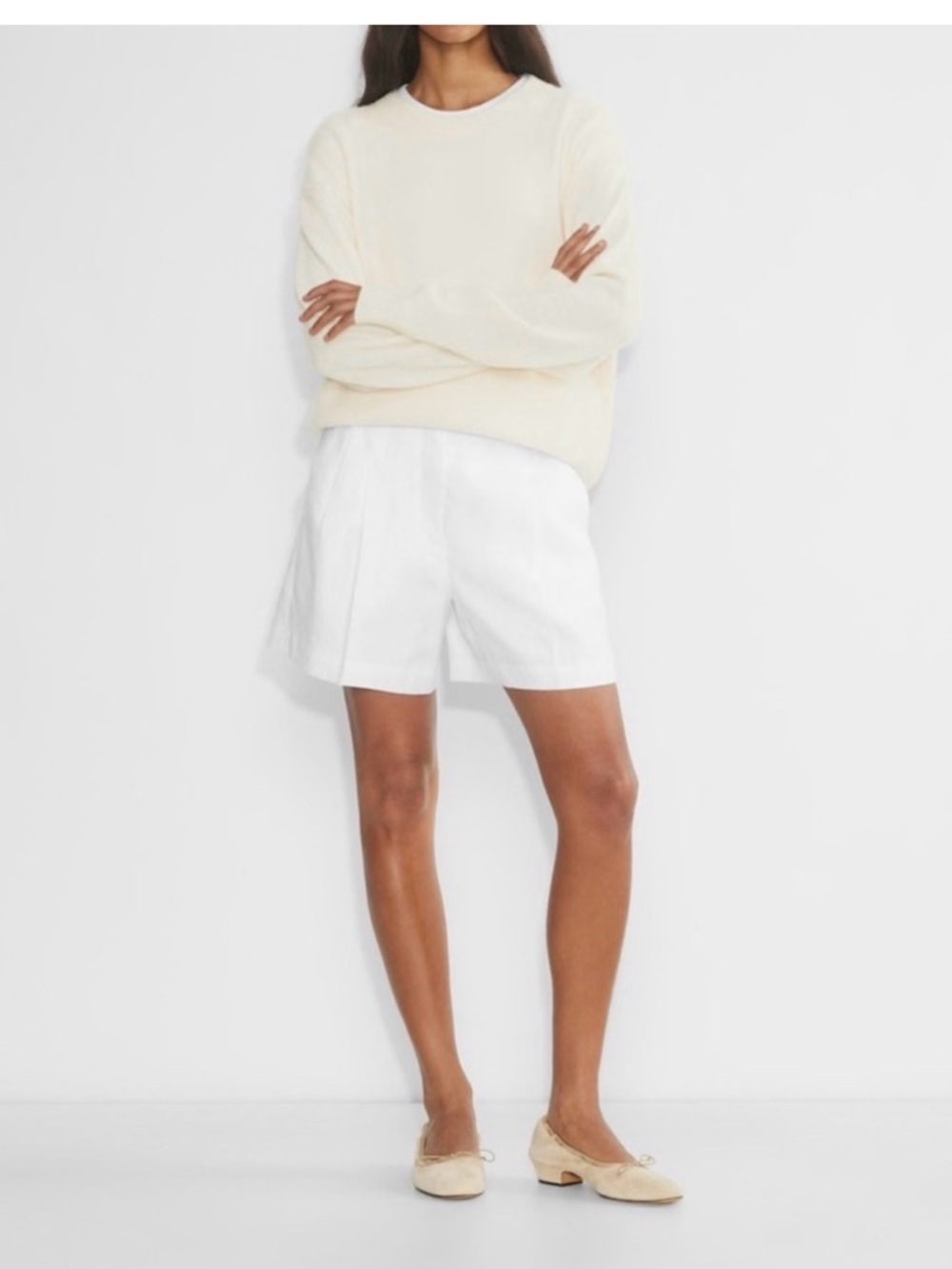 Aritzia mid length effortless linen short